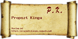 Propszt Kinga névjegykártya